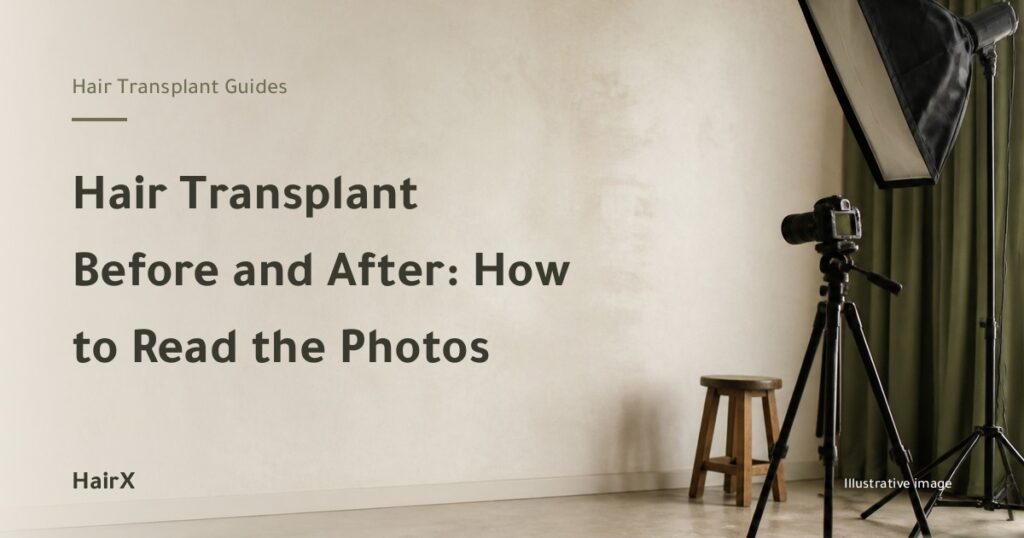 Illustrative image: a camera on a tripod facing an evenly lit wall — how to read before-and-after photos
