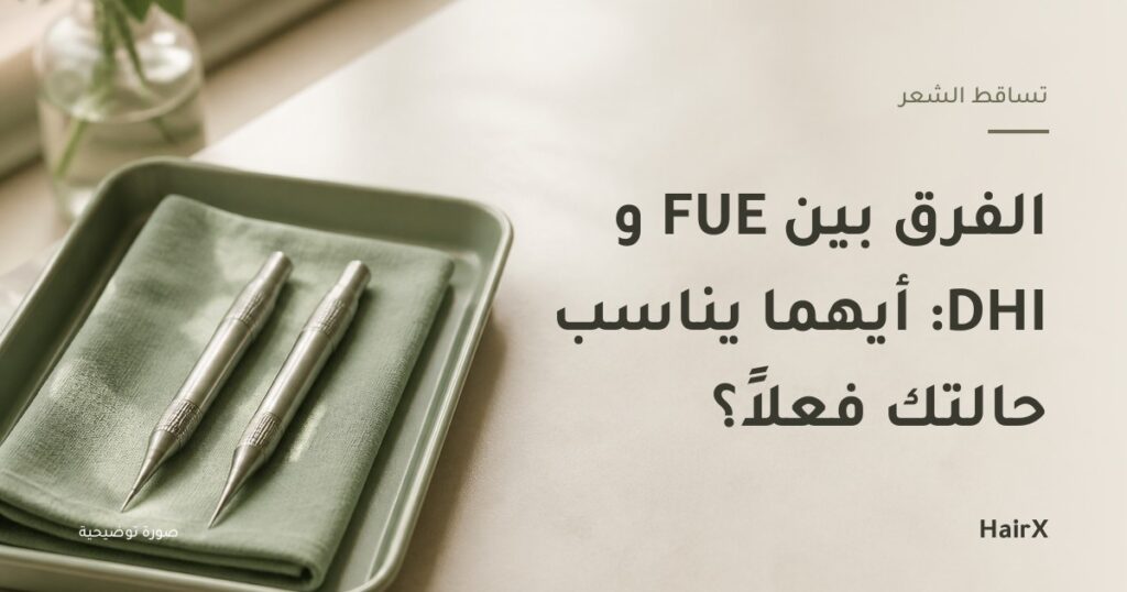 صورة توضيحية: أداتا اقتطاف على صينية معقمة — الفرق بين FUE و DHI