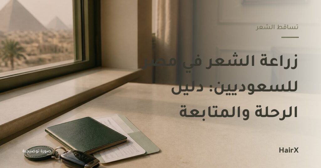 صورة توضيحية: جواز سفر وبطاقة صعود ومفاتيح على مكتب فندق — زراعة الشعر في مصر للسعوديين