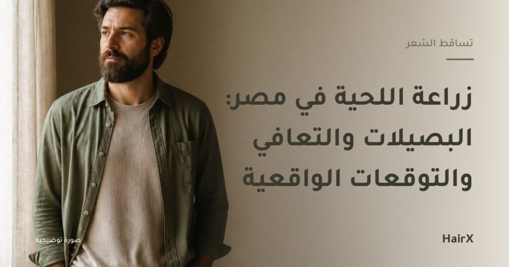 صورة توضيحية: رجل بلحية كثيفة في ضوء نافذة طبيعي — زراعة اللحية في مصر