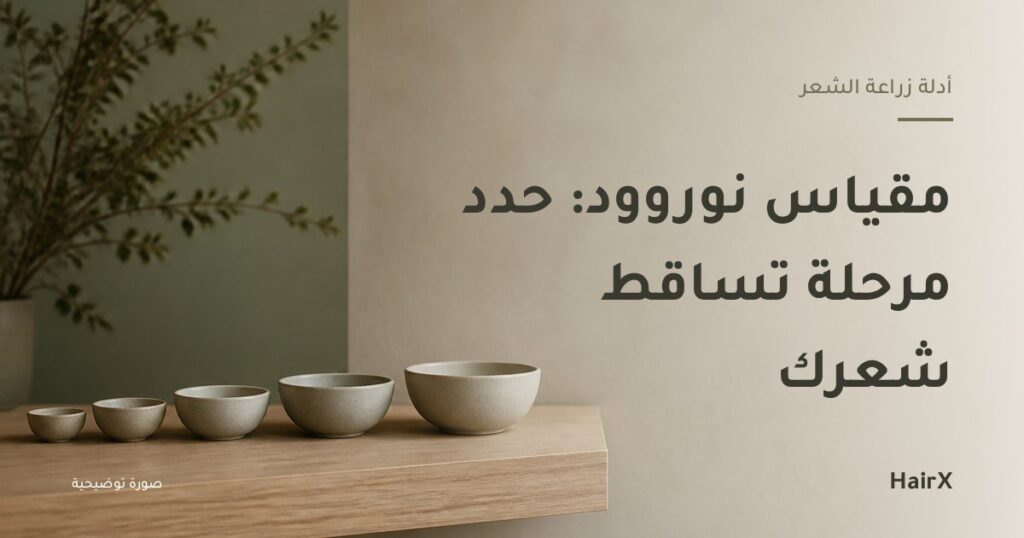 صورة توضيحية: خمسة أوعية خزفية متدرجة الحجم على رف — مقياس نوروود
